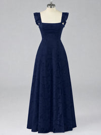 Jacquard Square Neck A-Line Maxi Dress