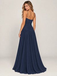 Butter Yellow Ruched Spaghetti Strap Drop-Waist Prom Dress