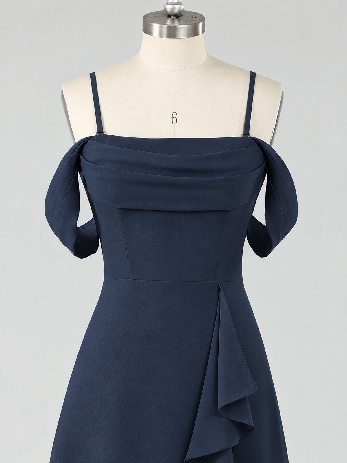 Spaghetti Strap Chiffon Bridesmaid Dress with Ruffles Slit
