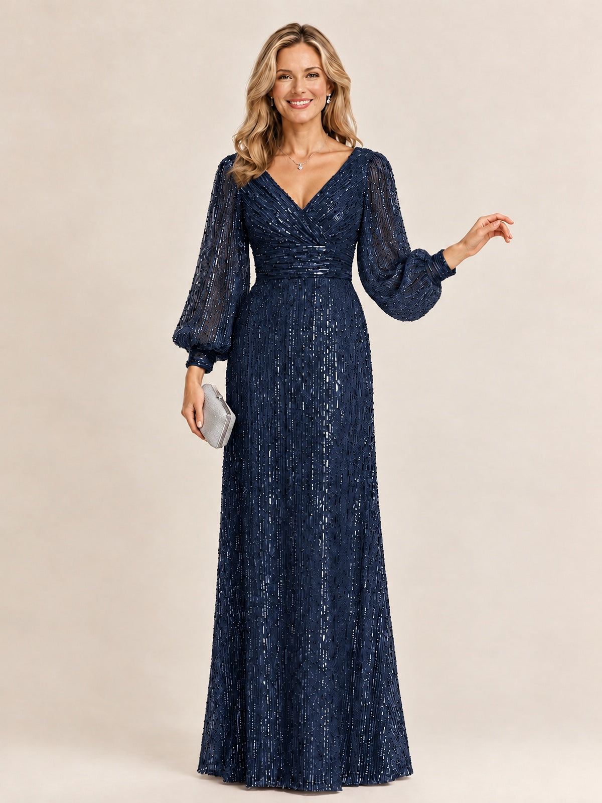 Sparkle Sequin Mother of The Bride Dresses with Long Sleeves