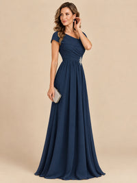 Cap Sleeve Mother of The Bride Dresses Long Chiffon Formal Gowns