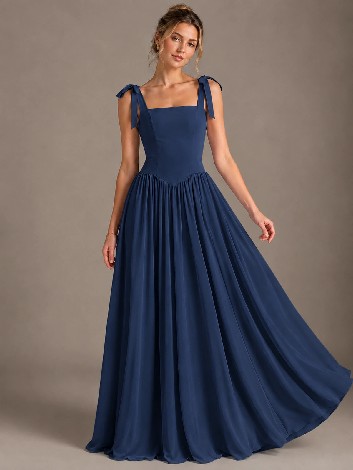 Square Neck A-Line Maxi Dress