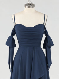A-Line Ruffles Chiffon Bridesmaid Dress with Slit