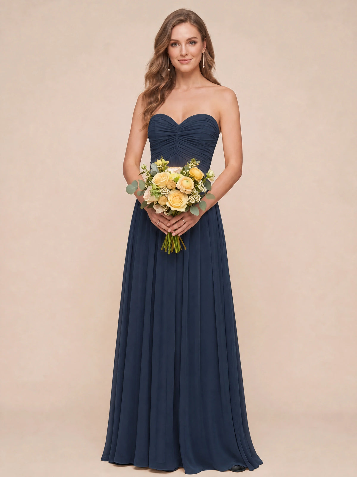 Strapless Pleated Chiffon A-Line Bridesmaid Dress