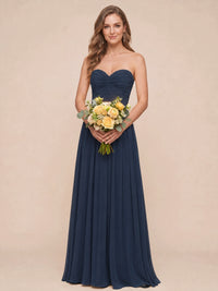 Strapless Pleated Chiffon A-Line Bridesmaid Dress