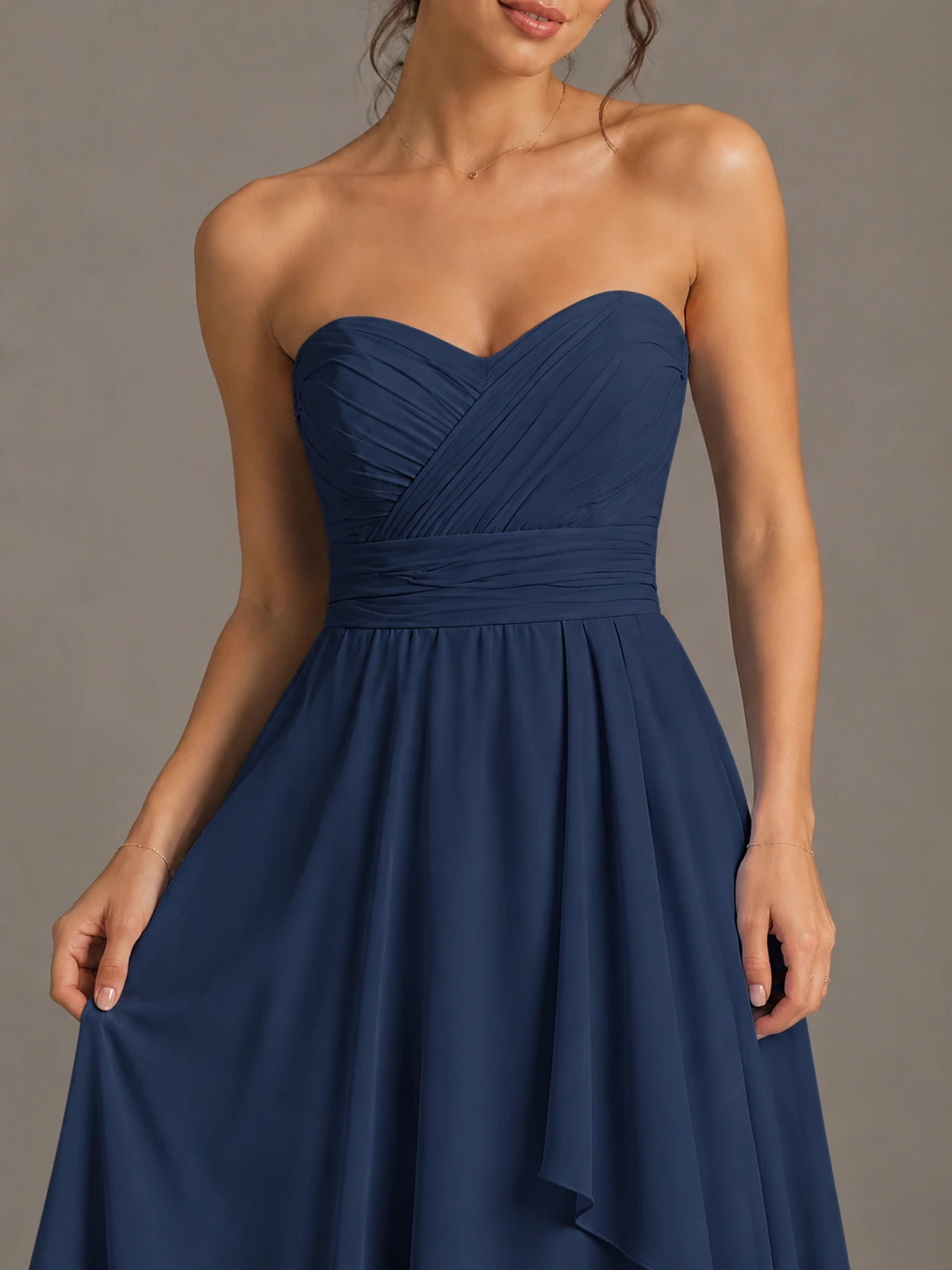 Strapless Ruffle A-Line Maxi Dress