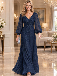 Sparkle Sequin Mother of The Bride Dresses with Long Sleeves