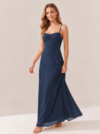 JOVELLEE Yellow Sweetheart Ruched Bust Chiffon Maxi Dress
