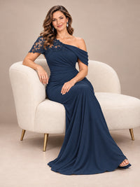One Shoulder Chiffon Mother of The Bride Dress