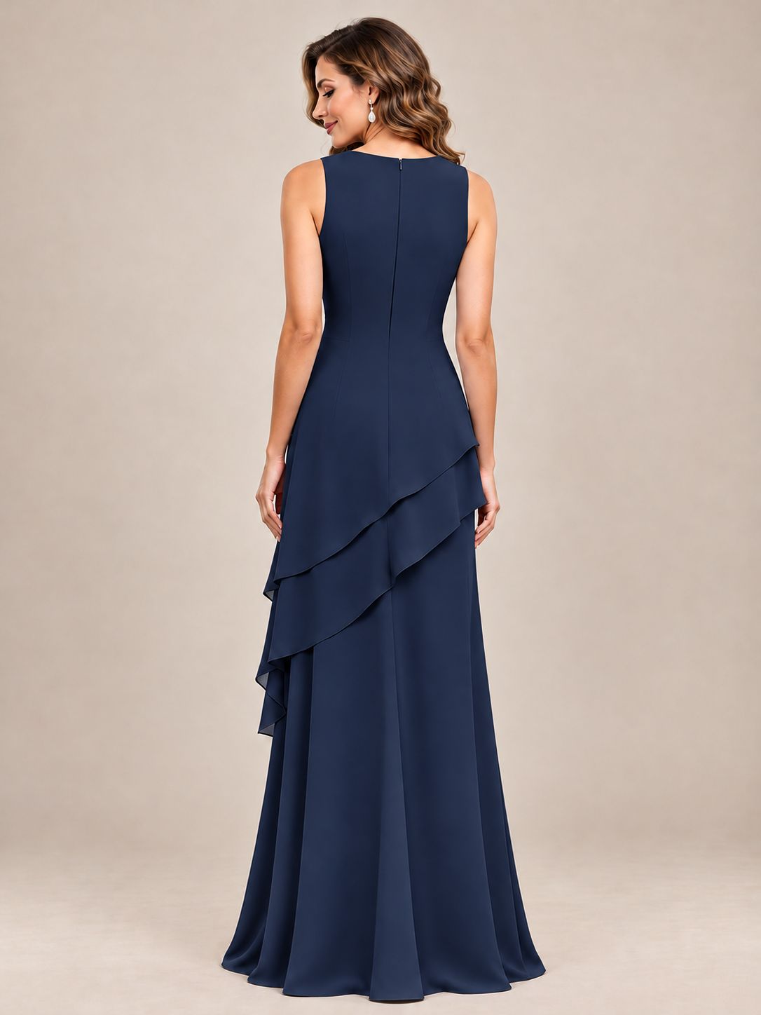 Dusty Blue Two-Piece Chiffon Mother of the Bride Dress with Jacket