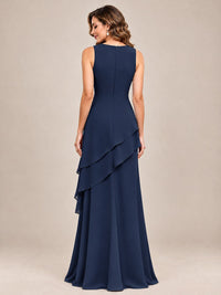 Dusty Blue Two-Piece Chiffon Mother of the Bride Dress with Jacket