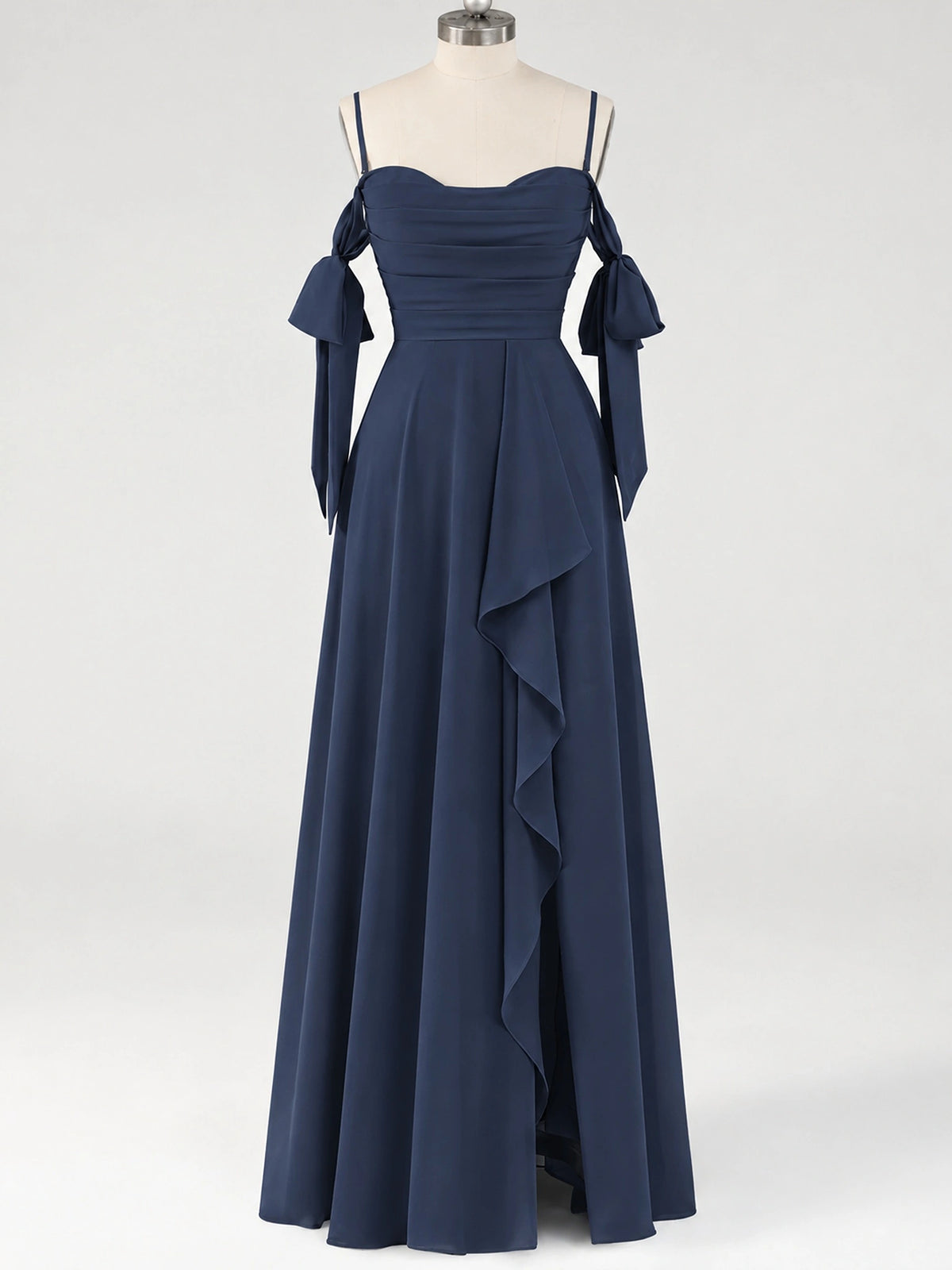A-Line Ruffles Chiffon Bridesmaid Dress with Slit