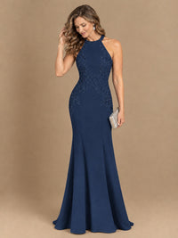 Halter Neckline Lace Appliques Mother of The Bride Dresses