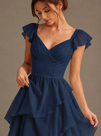 Ruffle Tiered V Neck Maxi Dress