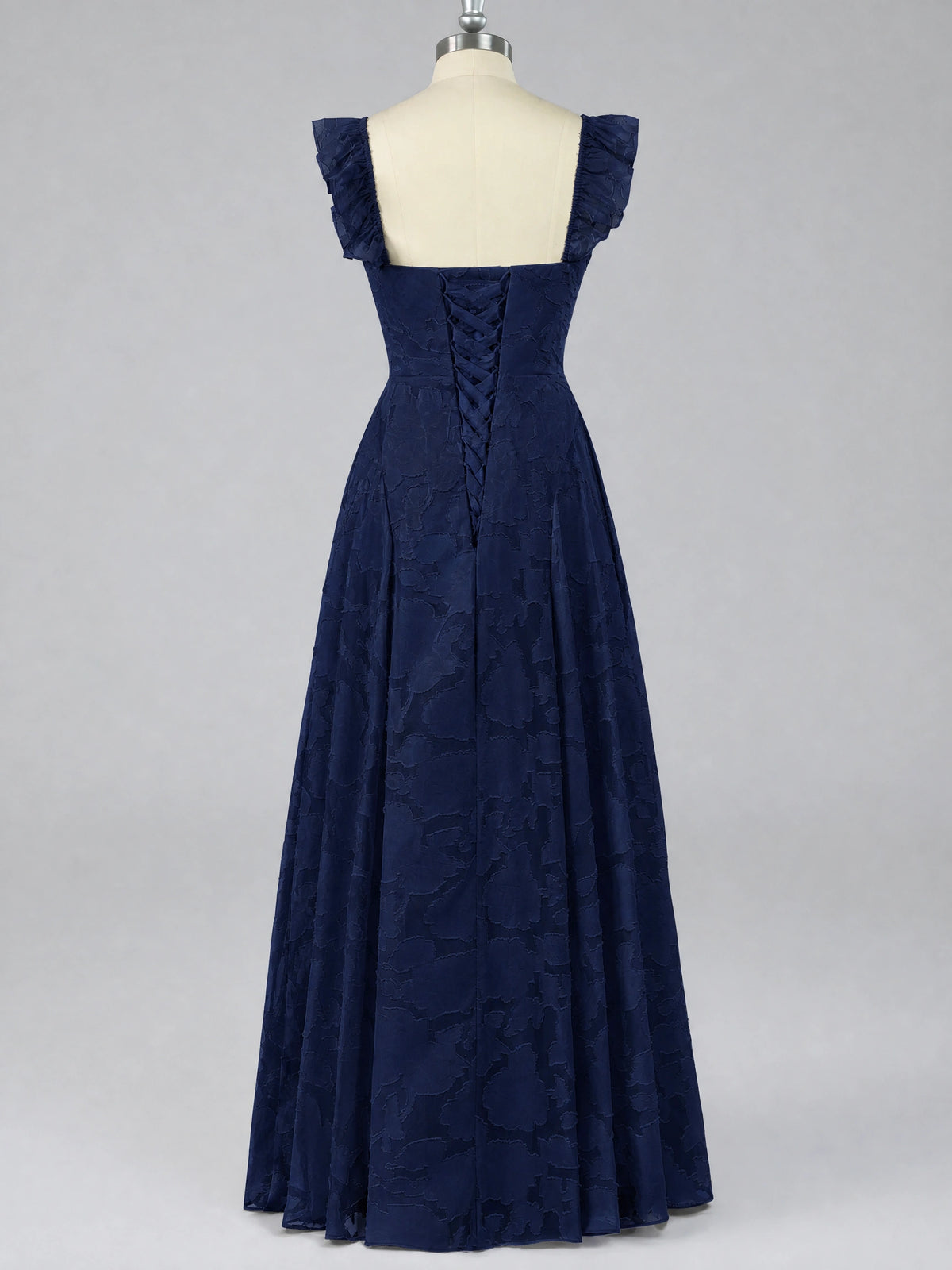 Jacquard Square Neck A-Line Maxi Dress