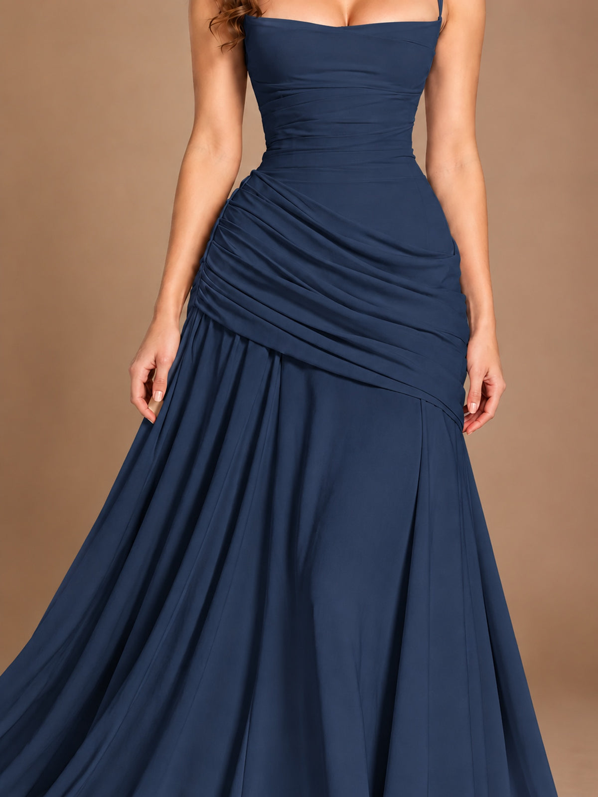 Butter Yellow Square Neck Ruched A-Line Prom Dress
