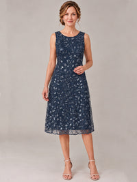 Tea Length Sequin Lace Mother of The Bride Dress with Chiffon Jacket