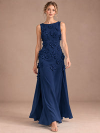 3D Floral Applique Sleeveless Formal Maxi Dress