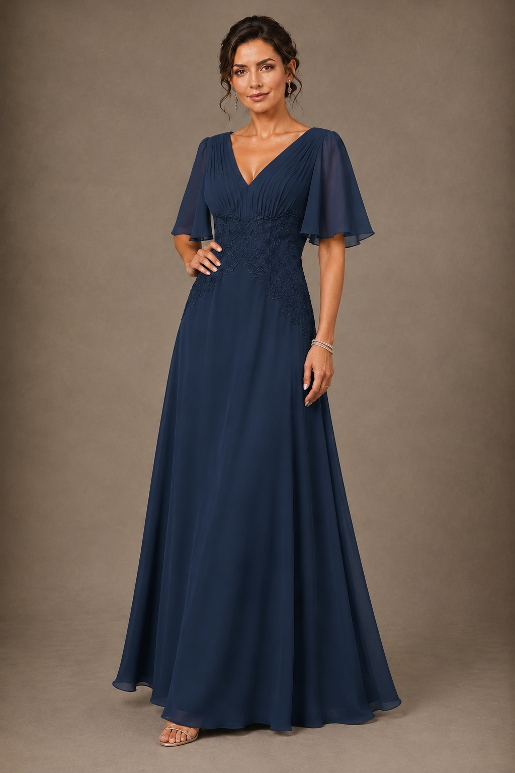 A-Line Chiffon Mother of the Bride Dress with Applique