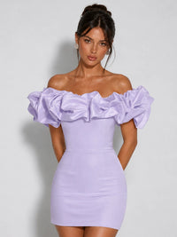 Off Shoulder Ruffle Bodycon Mini Homecoming Dress