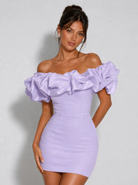 Off Shoulder Ruffle Bodycon Mini Homecoming Dress