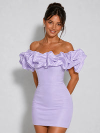 Off Shoulder Ruffle Bodycon Mini Homecoming Dress