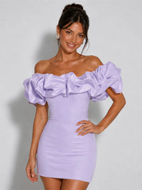 Off Shoulder Ruffle Bodycon Mini Homecoming Dress