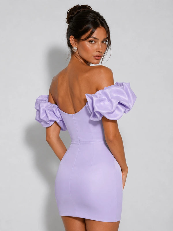Off Shoulder Ruffle Bodycon Mini Homecoming Dress