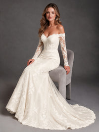Off the shoulder long wedding dress