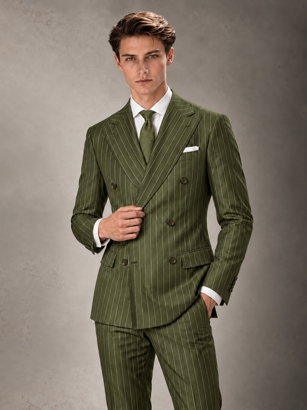 Double Breasted Pinstripe Men's Suit 2 Piece (Jacket & Pants) for Wedding & Formal Prom
