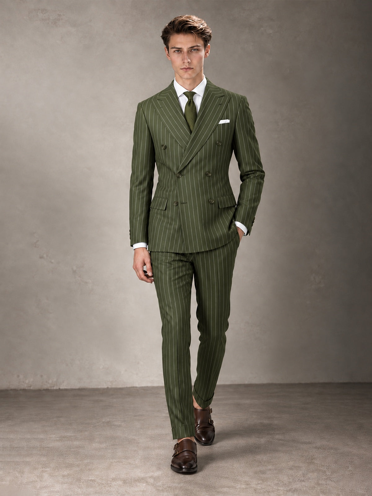 Double Breasted Pinstripe Men's Suit 2 Piece (Jacket & Pants) for Wedding & Formal Prom