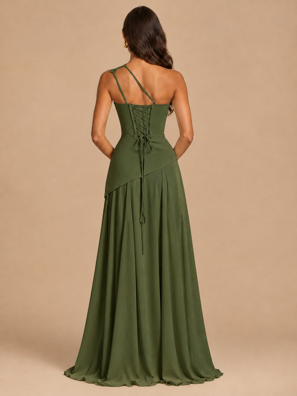 One Shoulder Prom Dress A-line Ruched Women Wedding Formal Gowns