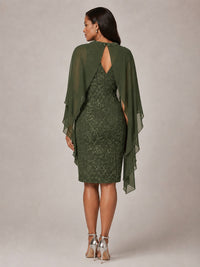 Floral Sheath Mother of the Bride Dress with Cape Overlay