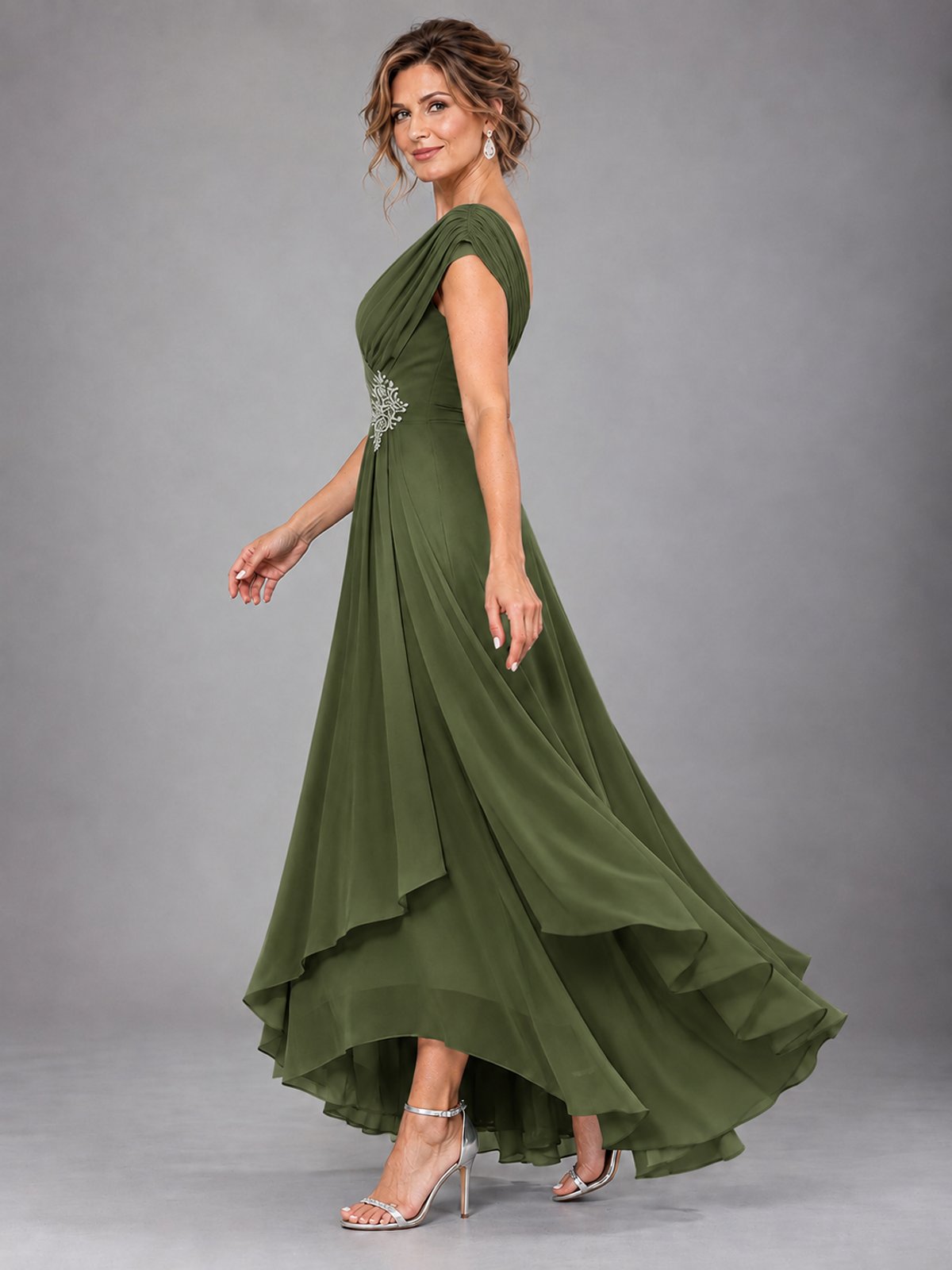 Cap Sleeve Chiffon A-Line Mother of the Bride Dress