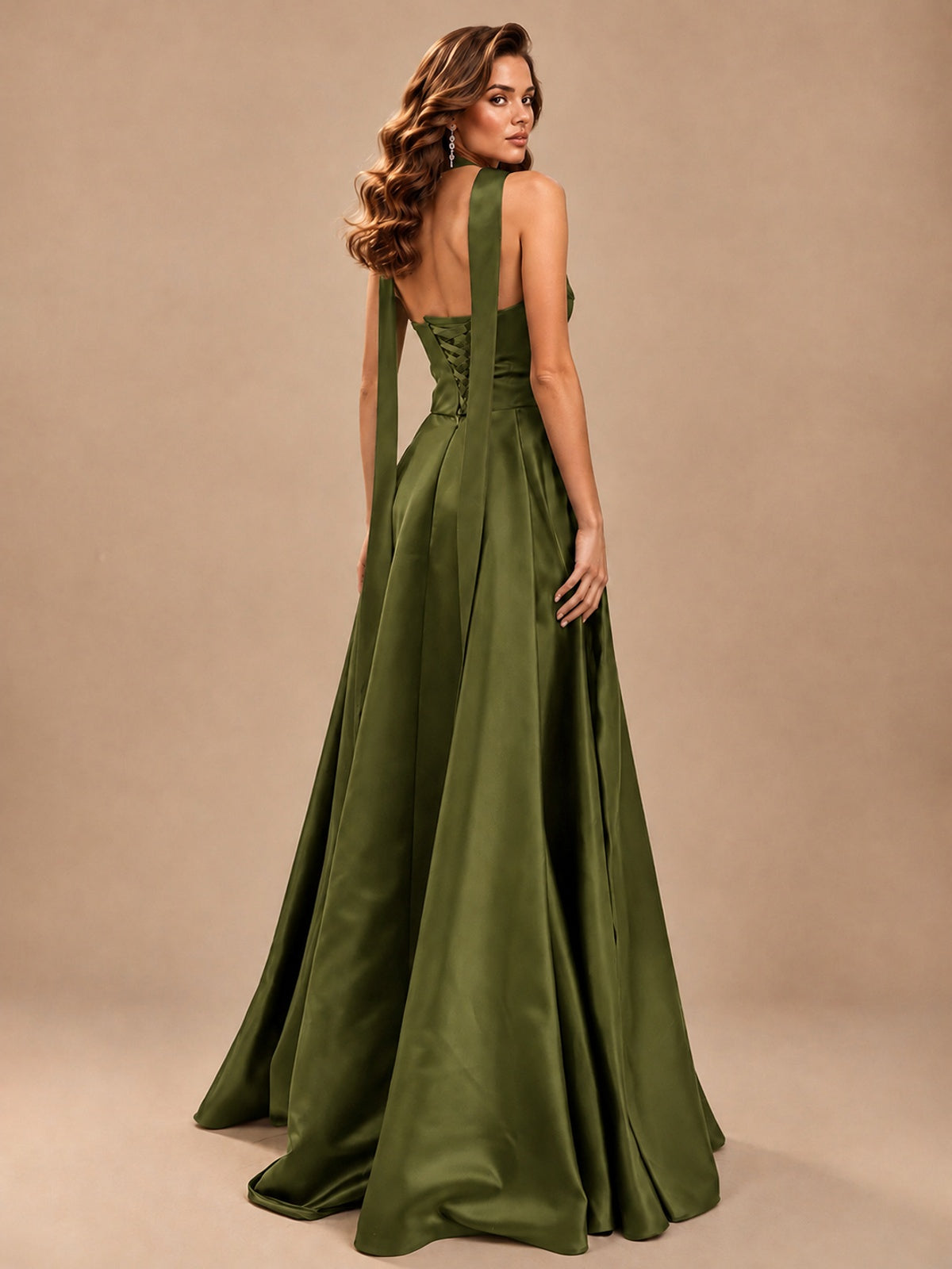 Strapless Prom Dress Side High Slit A-line Formal Dress with Scarf