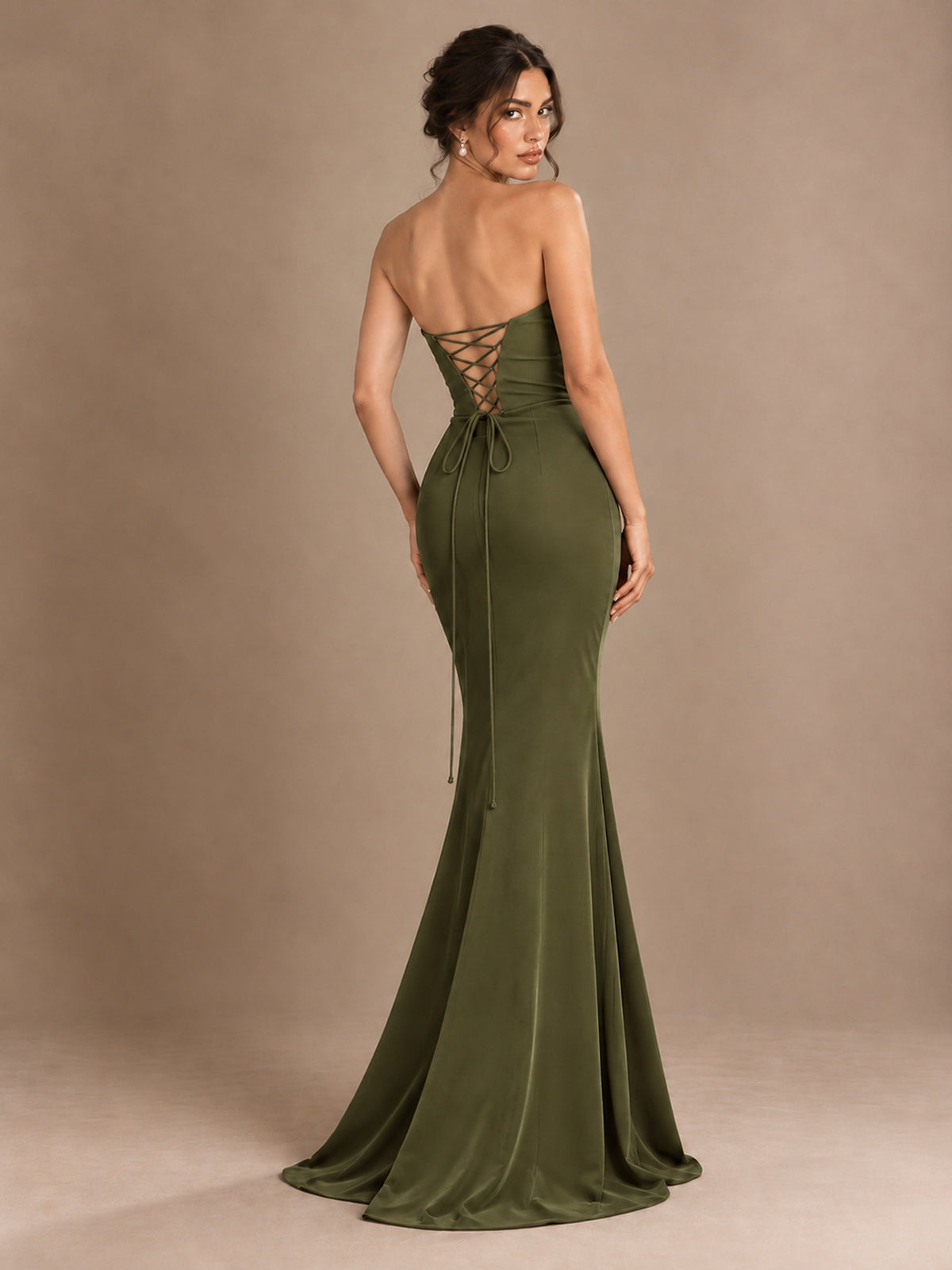 Emerald Green Strapless Mermaid Prom Dress with 3D Rose & Keyhole Cutout