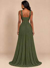 Butter Yellow Pleated Cutout Maxi Dress