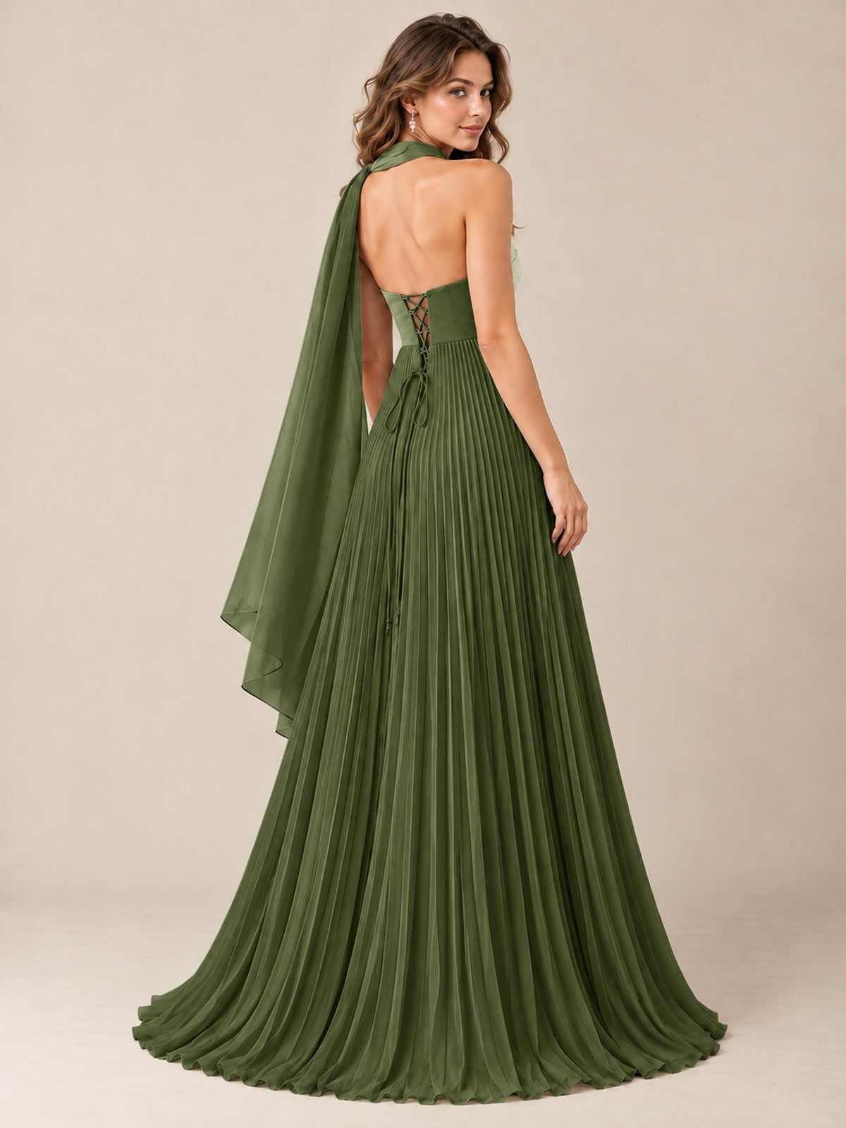 Sweetheart Neckline Pleated Prom Dress Strapless A-line Formal Dress with Flowy Scarf