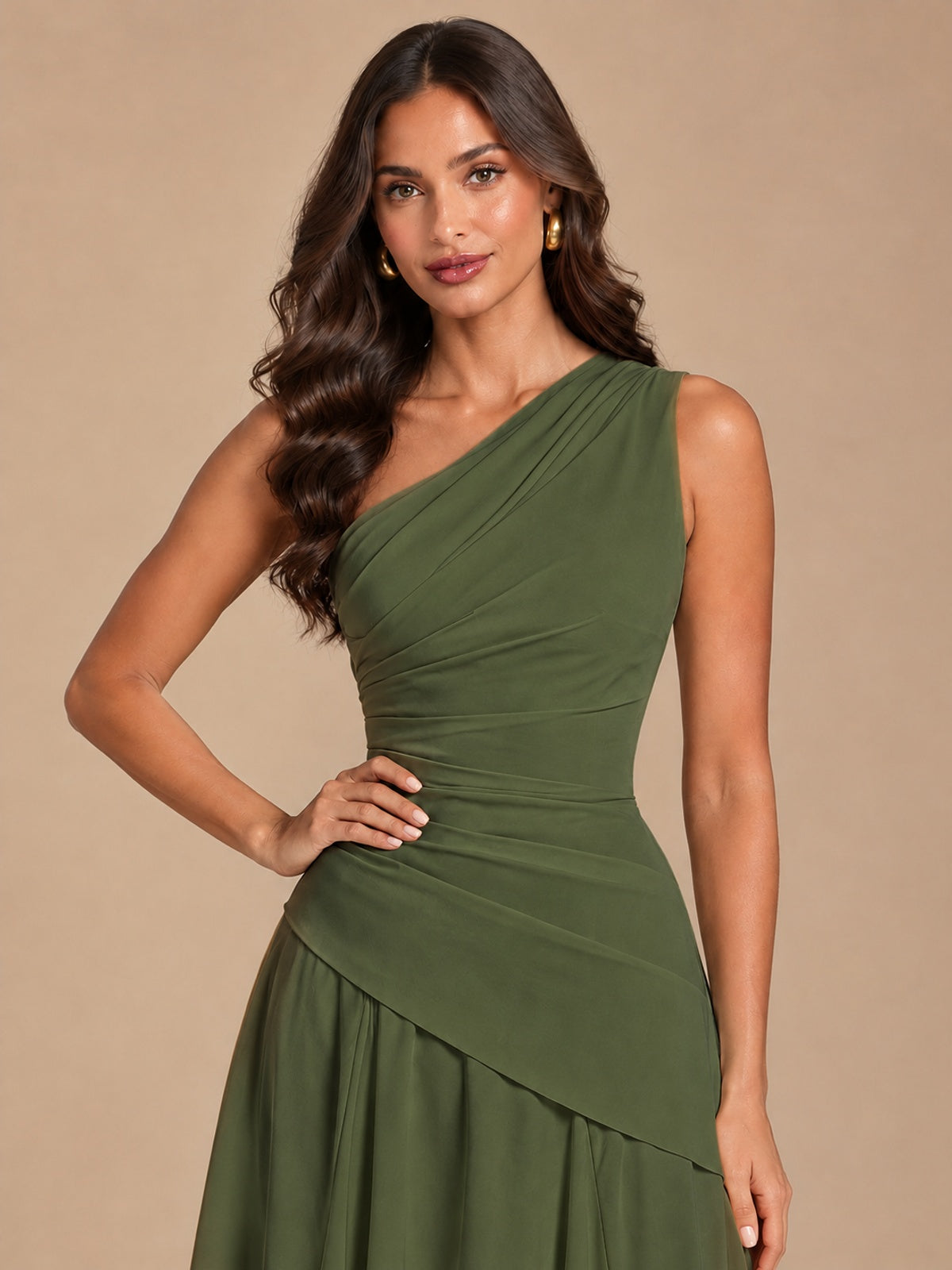 One Shoulder Prom Dress A-line Ruched Women Wedding Formal Gowns
