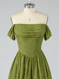 Off Shoulder Jacquard A-Line Maxi Dress