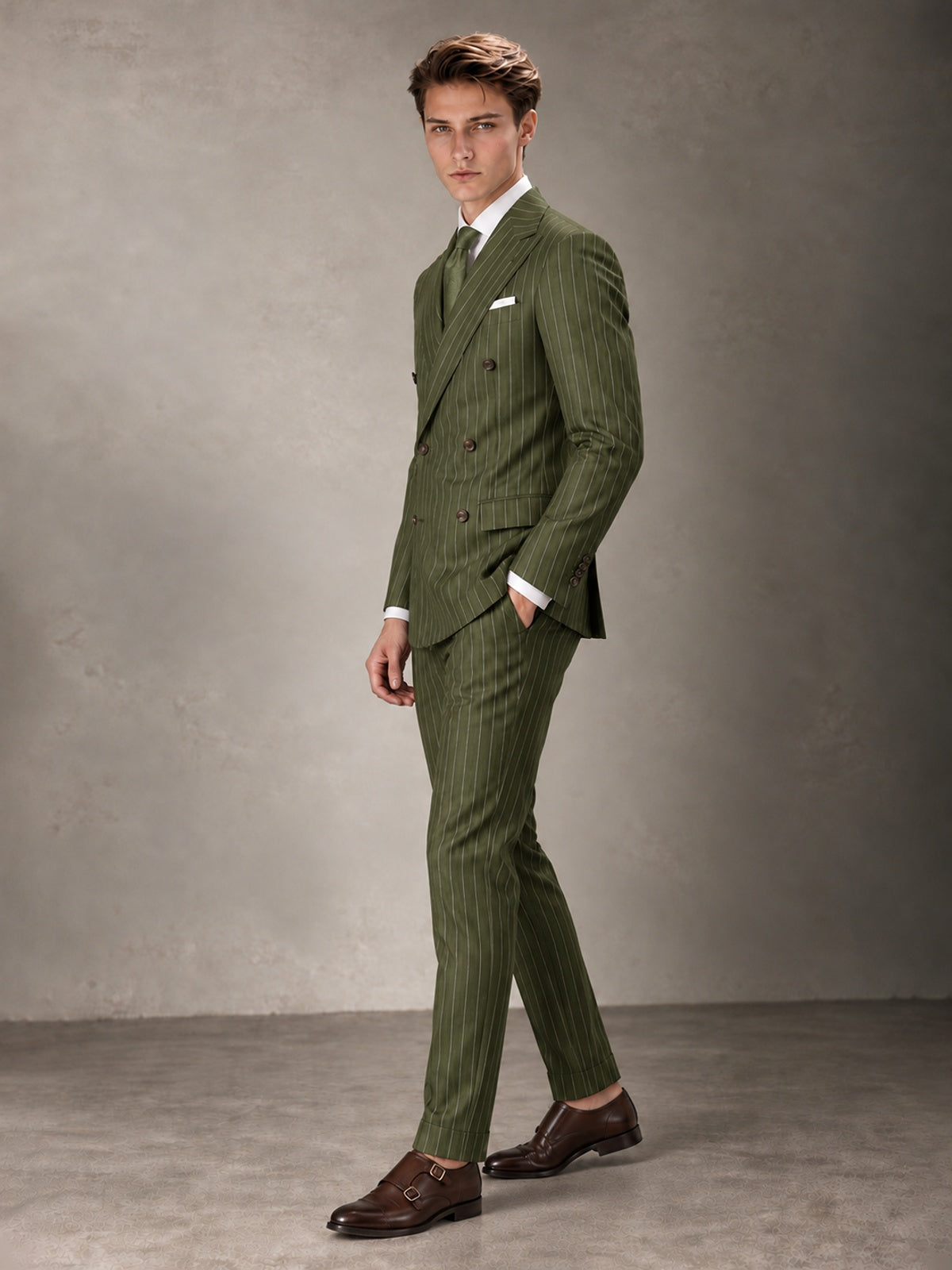 Double Breasted Pinstripe Men's Suit 2 Piece (Jacket & Pants) for Wedding & Formal Prom