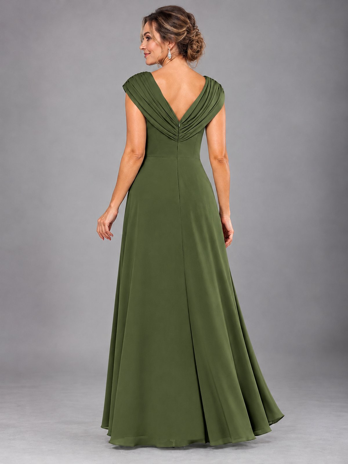 Cap Sleeve Chiffon A-Line Mother of the Bride Dress