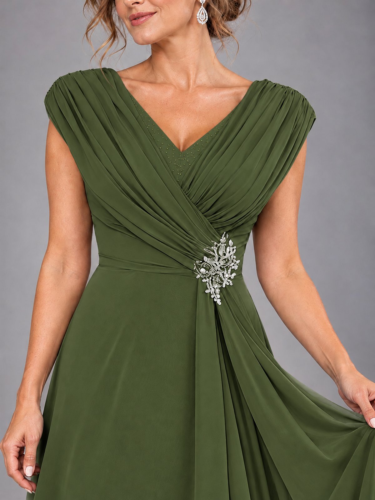 Cap Sleeve Chiffon A-Line Mother of the Bride Dress