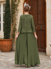 Elegant 3-Piece Chiffon Mother of the Bride Pantsuit with Floral Applique Jacket