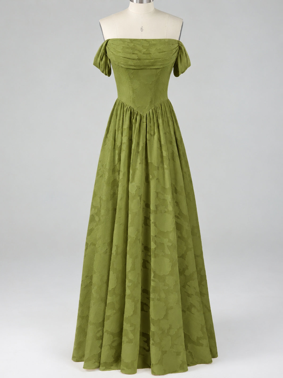 Off Shoulder Jacquard A-Line Maxi Dress
