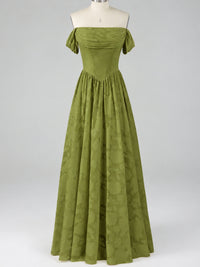 Off Shoulder Jacquard A-Line Maxi Dress