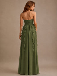 Srapless Sweetheart Chiffon Prom Dress Ruffle Formal Evening Gown