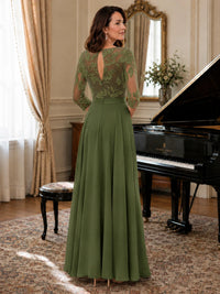 Lace Applique Wide-Leg Chiffon Mother of the Bride Jumpsuit