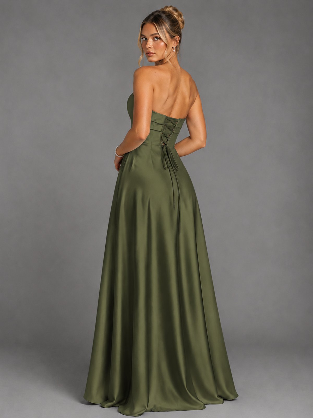 Sweetheart Neck Strapless Satin A-Line Prom Dress