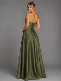 Sweetheart Neck Strapless Satin A-Line Prom Dress